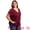 Dark Burgundy, variant on Women's Plus Front Pleated V Neck Slit Sleeve Blouse 2X Dark Green