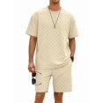 thumbnail image 3 of Men'S 2 Piece Set Summer Outfits Casual Short Sleeve Shirt and Shorts Suits Khaki XL, 3 of 5