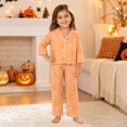 thumbnail image 2 of JAJAHO Girls Halloween Pajamas Cute Ghost Long Sleeve Button Down 2 Piece Pjs Loungewear Set For Kids 3-14Y, 2 of 5