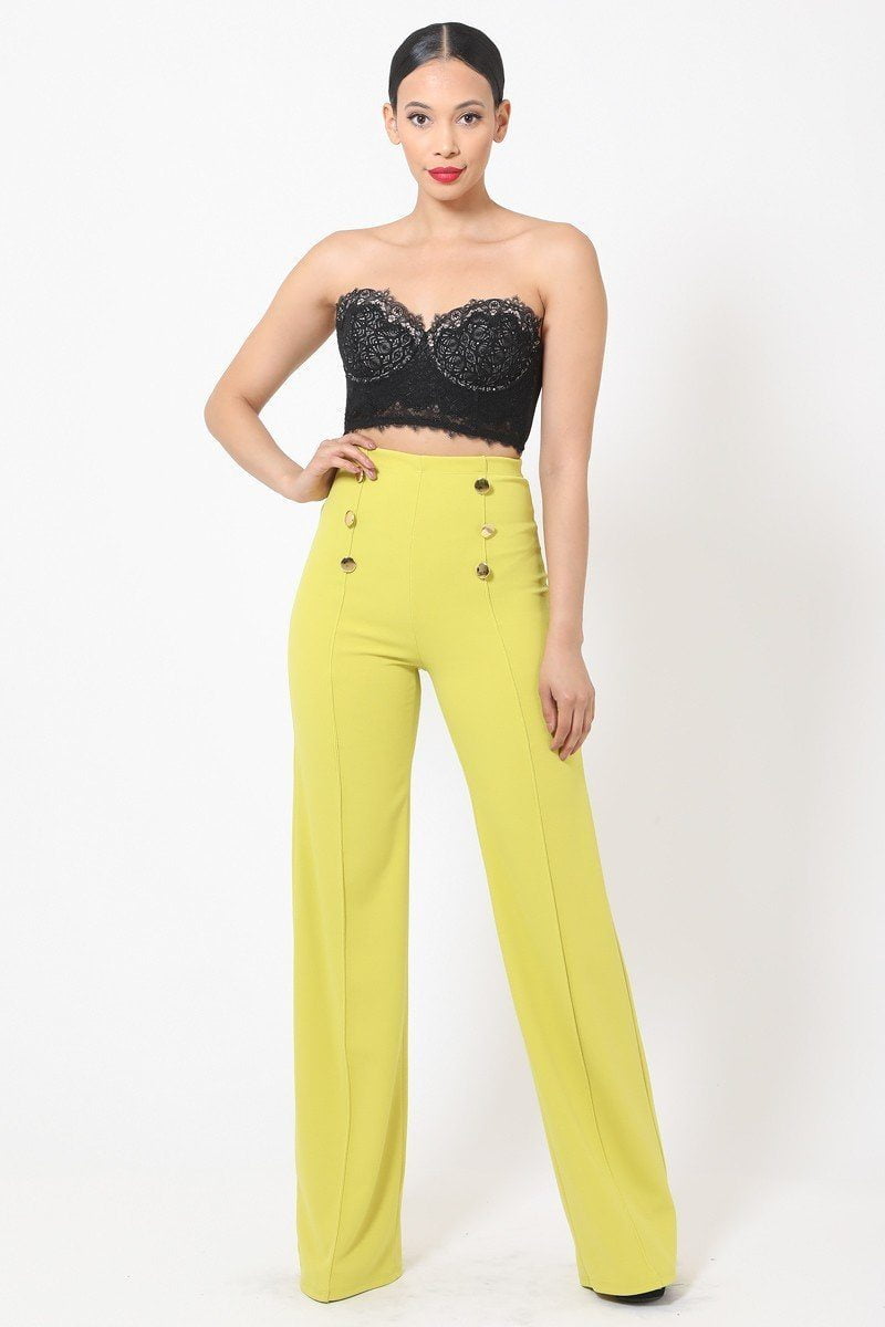 high waist pants with buttons