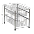 thumbnail image 2 of Household Essentials Two Basket Sliding Cabinet Organizer, Metal, Small, Free Standing - No Installation Necessary, Silver Finish, 2 of 6