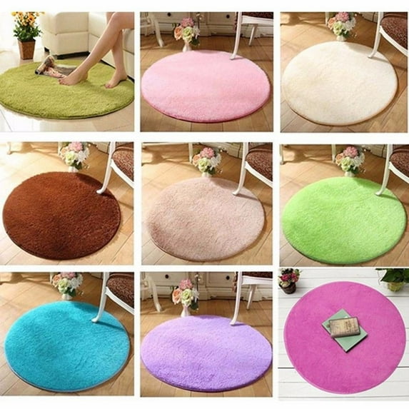 Fluffy Rug Round Floor Plush Carpet Soft Rug Non Slip Mat for Living Room Bedroom, Green