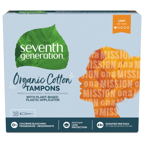 Seventh Generation Tampons with Comfort Applicator Light Absorbency 18