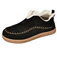 thumbnail image 3 of Willtoo Women's Cozy Fleece-Lined Slip-On Ankle Boots, Winter Suede Flat Plush Shoes, Casual Outdoor Fluffy Snow Warm Loafer Black, 3 of 6