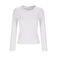 thumbnail image 4 of Plebaso Women's Long Sleeve T-Shirts Crew Neck Basic Tee Tops for Women Solid Color Casual Undershirts, 4 of 5