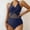 Navy, variant on Fnooota Swimsuits for Women, V Neck High Waisted One Piece Swimwear Bathing Suits Navy Size 2XL
