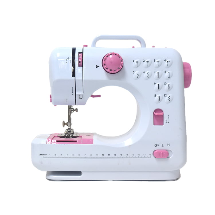 LUCKYERMORE Mini Sewing Machine For Beginners Portable 12 Built-In Stitches  Auto Winding Doulbe Needles LED
