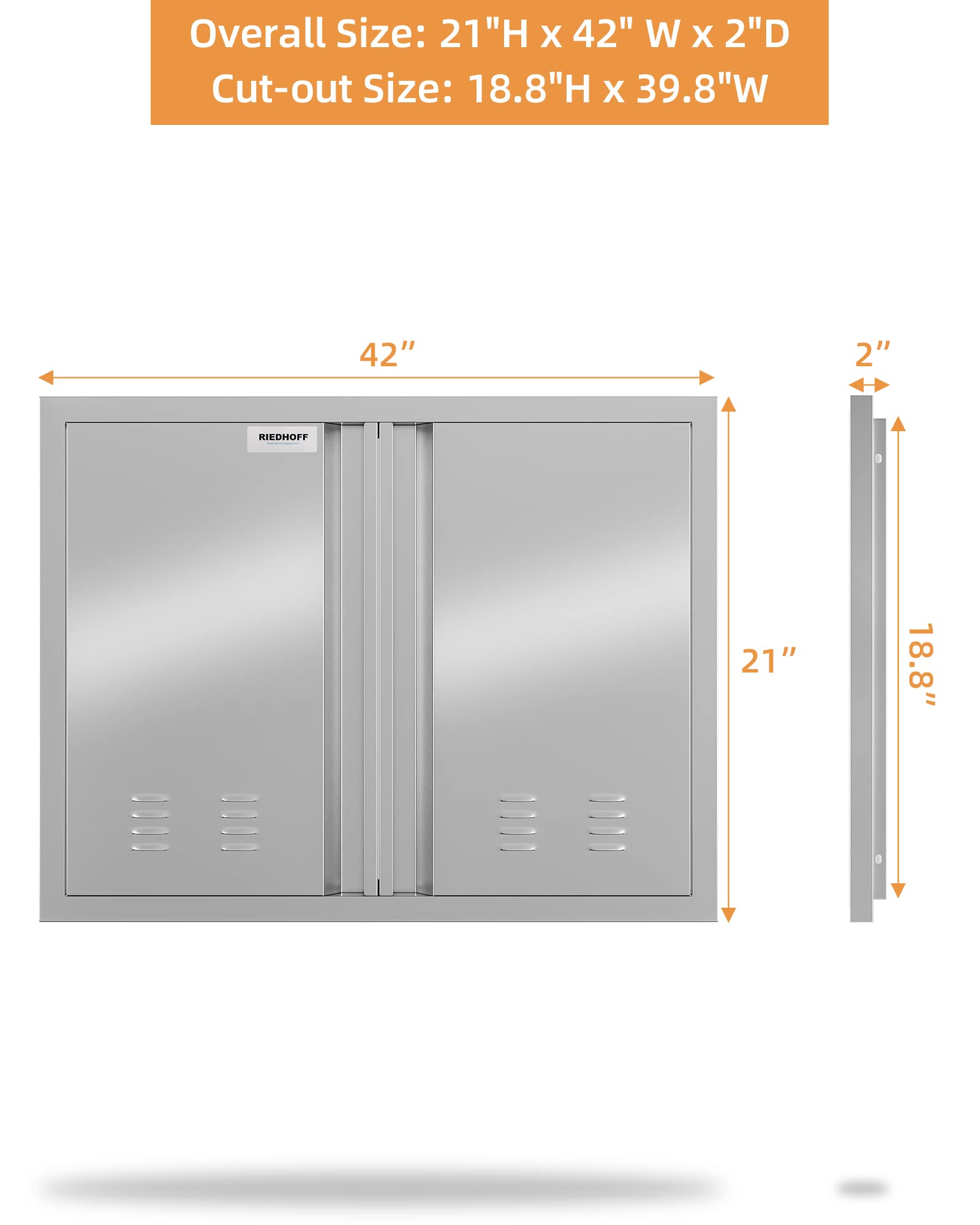 HA-EMORE 304 Stainless Steel Outdoor Kitchen Access Door with Recessed Handle, Double Access Door for BBQ Island, Grilling Station - image 2 of 8