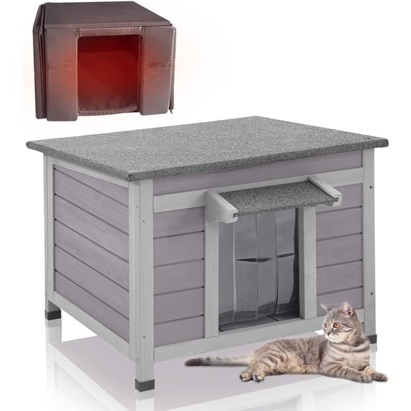 Aivituvin Insulated Cat House Outdoor with Triple-Layer - Weatherproof Cat Shelter with Insulation Liner, Elevated Base & Openable Roof for Stray/Feral Cats for Winter