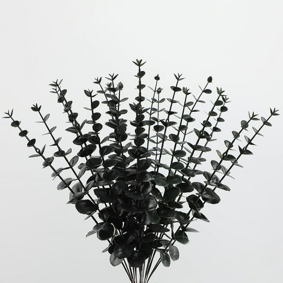 Zhuge 24 Pcs Real Touch Leaf Artificial Eucalyptus Stem Faux Eucalyptuses Wedding Bouquet Centerpiece Home Decor (Green)
