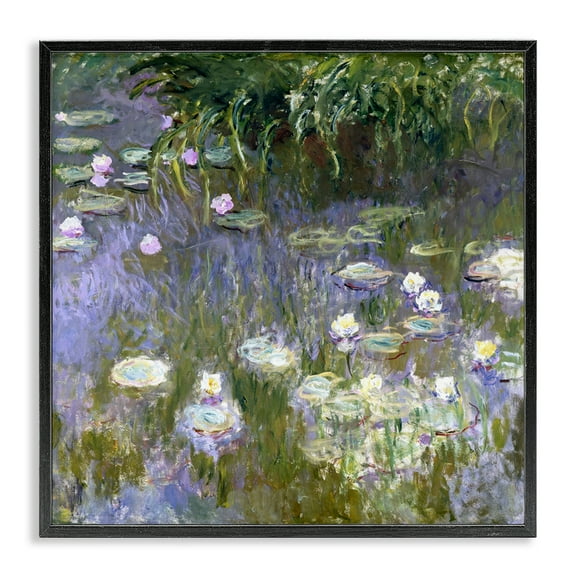 Stupell Industries Classic Monet White Water Lilies Landscape & Nature Painting Black Framed Art Print Wall Art, 12 x 12