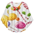 thumbnail image 4 of Sweets And Rainbow Lollipops Pattern Women's V-Neck Blouse With 3/4 Ruffled Bell Sleeves Casual Top Ladies Blouses, 4 of 7