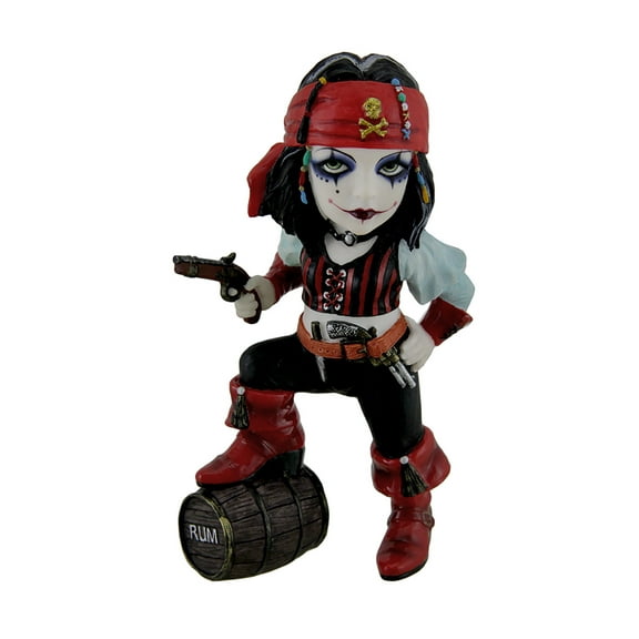 Veronese Design Cosplay Lady Pirate w/ Barrel of Rum Resin Statue 6 inches High