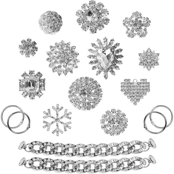 18 Pcs Bling Shoe Charms for Women, Flower Shoes Decoration Charms for Clog Rhinestone Shoes Chain Charm Cute Shoe Charms DIY Shoe Accessories for Birthday Party Valentines Day Gifts