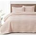 thumbnail image 3 of Chezmoi Collection Valkyrie 3-Piece Blush King Size Quilt Set - Cross Stitch Stone-Washed Soft Microfiber Lightweight Quilted Bedspread Set for All Seasons, 3 of 4