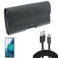 thumbnail image 1 of 10ft USB Cable & Case Belt Clip & Screen Protector for Samsung Galaxy S20 Fan Edition - Type-C Charger Cord + Leather Holster + Anti-Glare Tempered Glass Combo, 1 of 18