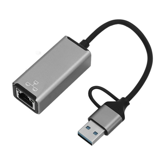 Type C To Ethernet Adapter, Lightweight Stable USB A To RJ45 Adapter Half Full Duplex Aluminum Alloy For Laptops Smartphones