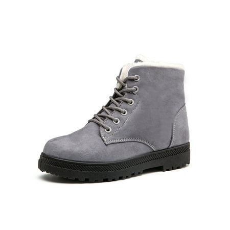 

Ymiytan Ladies Suede Ankle Lace Up Winter Snow Boots Womens Non-slip Hiking Combat Shoes