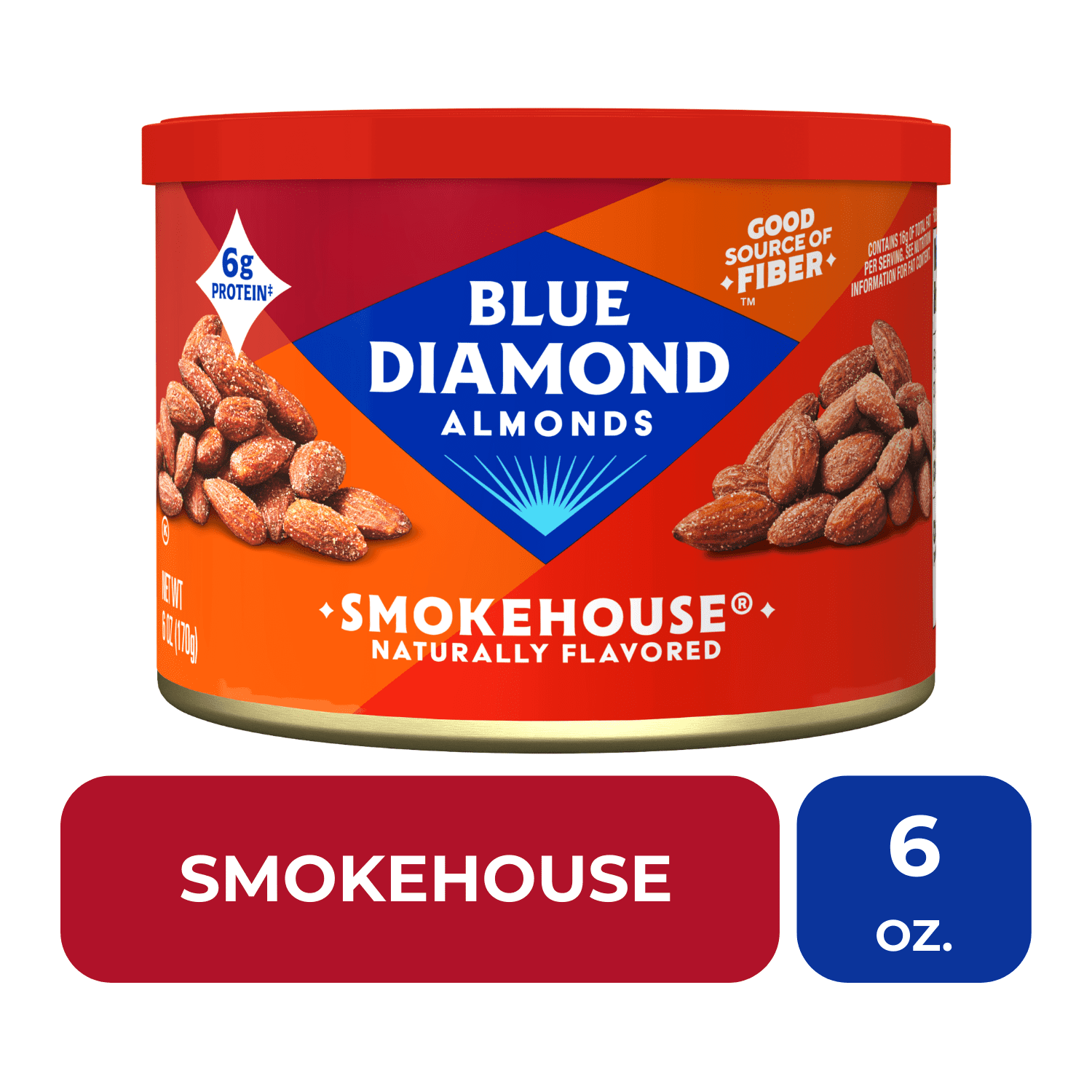 (12 pack) Blue Diamond Almonds, Classic Smokehouse Flavored Healthy Snack Nuts Perfect for Snacking and On-The-Go, 6 oz