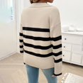 thumbnail image 5 of VISALY V Neck Pullover Sweater Knit Sweater Winter Sweaters Lapel V Neck Long Sleeve Striped Chunky Knit Oversized Pullover Sweater Crochet Sweaters Women Hoodies Pullover Warm Sweaters Khaki Xl, 5 of 5