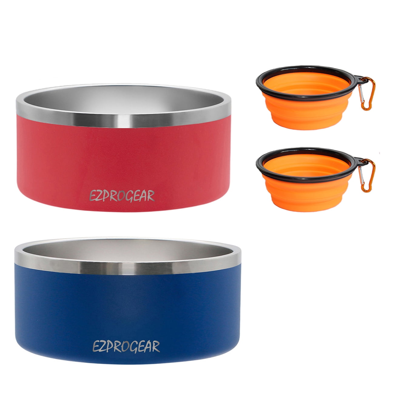 Ezprogear 2 Pack 64 oz Stainless Steel Double Wall Dog Bowl NonSlip