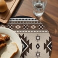 thumbnail image 3 of Brown Aztec Round 13 Inch Placemats Set of 6, Boho Southwest Ethnic Neutral Motifs HeatResistant Non Slip Place Mats for Dining Table, Wipeable Braided Kitchen Table Mats for Housewarming, 3 of 9