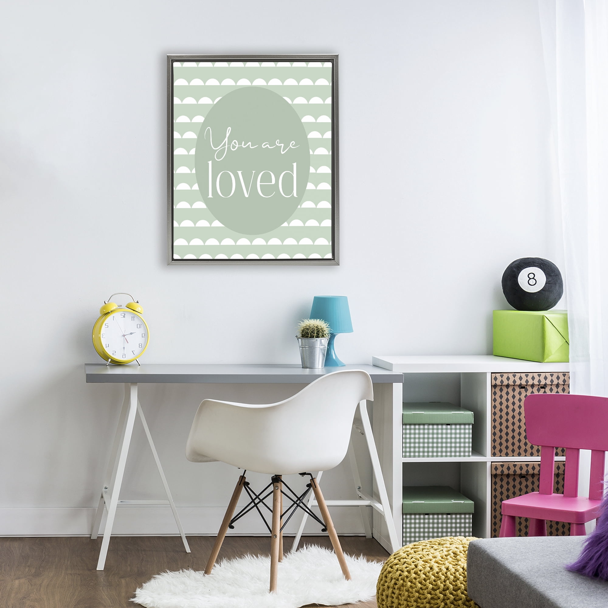 Stupell Industries You Are Loved Light Green Gray Framed Floater Canvas Wall Art, design by Christine Simpson Art