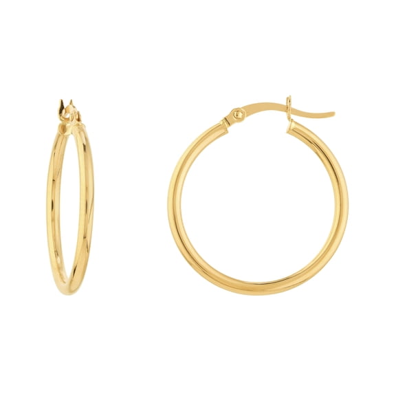 Honey Crush Real 14K Yellow Gold Polished Hoop Earrings(2mm, 25mm)