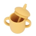thumbnail image 2 of Vaso de silicona para bebés a prueba de derrames, con asa antideslizante, sin BPA, con pajita para bebés de 6 meses en adelante, color amarillo, 2 of 15