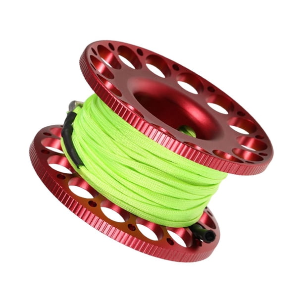 Eigraketly Carrete de buceo, carrete de dedo, gancho de doble extremo, línea de equipo de buceo verde fluorescente, pesca de seguridad Deportes acuáticos Rojo