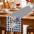 thumbnail image 5 of Table Runner - 48 Inch Long, Easter Kitchen Dining Table Runner Dresser Scarves, Spring Bunny Botanical Blooms Flowers Black Plaid Farmhouse Decor for Coffee Tables Wedding Party Banquet, 5 of 8