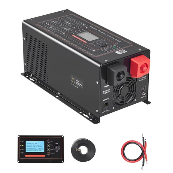 KFFKFF 1200W Pure Sine Wave Inverter Charger, DC 12V to AC 120V Power Converter with LCD Display and Remote Control, Low Frequency Design, Suitable for RVs, Campers, Homes