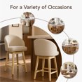 thumbnail image 4 of ReNest 27" Counter Height Bar Stools, Upholstered Barrel Back Barstools with Solid Wood Legs & Footrest, for Kitchen Island & Home Bar, Sand Fabric, Set of 4, 4 of 13