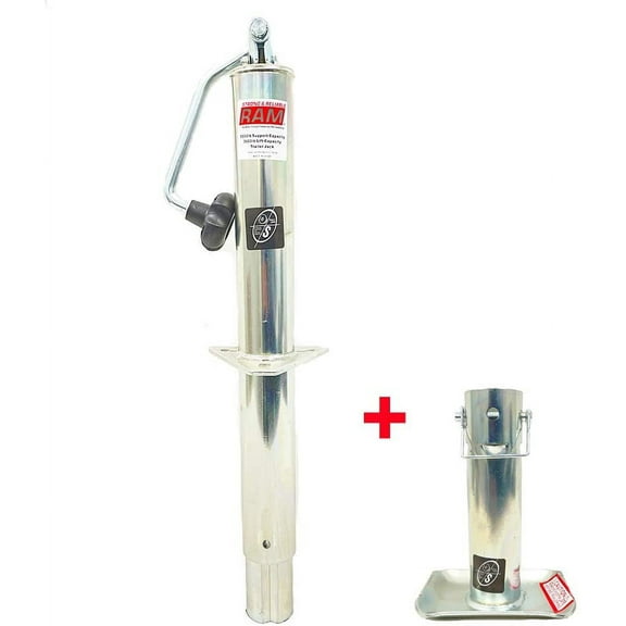 Southwest Wheel 5,000 lbs top Wind RAM Zinc A-Frame Trailer Jack w/Zinc Round Tube Foot