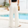 thumbnail image 4 of Kixjoy Pants for Women Lounge Wide Leg Linen Pant Flowy Fashion High Waisted Trousers Soild Summer Vacation Outfits for Women, White L, 4 of 5