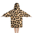 thumbnail image 2 of Beige and Black Of Leopard Print Blanket Hoodies for Kids 6-13YR Oversize Wearable Blanket Hoodies for Boys Girls Teens, 2 of 7