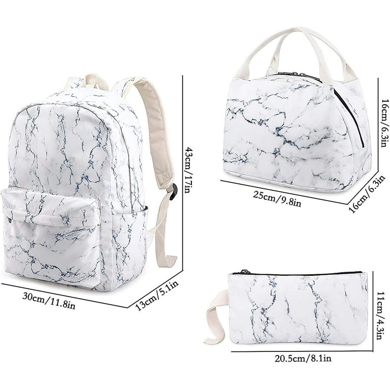 Backpack for Teen Girls School Laptop Backpacks Middle School College  Marble Bookbags (Marble Orange)