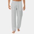 thumbnail image 3 of Koszal Yoga Pants Drawstring Mid Rise Men Solid Color Wide Leg Trousers Slacks for Sports, 3 of 8
