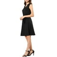 thumbnail image 4 of Allegra K Women's Solid Sleeveless V Neck Summer Midi Button Front Tie Waist Midi Dress, 4 of 6