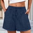 thumbnail image 2 of Lumtrix Shorts for Women Summer Casual Elastic Waist Drawstring Cute Eyelet Boho Lounge Shorts Beach Vacation Pants with Pockets Navy M, 2 of 8