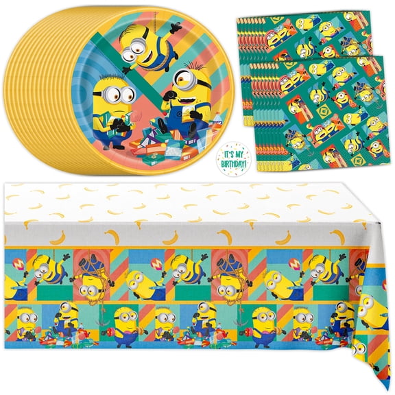 Platos y servilletas únicos para decoración de fiesta, diseño de minions
