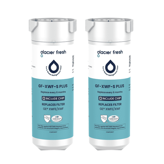 Glacier Fresh XWFE Water Filter(Built-in CHIP), Replacement for GE XWFE, XWF Refrigerator Water Filter, NSF/ANSI 53 Certification, 2 Pack