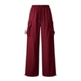 thumbnail image 6 of SimpleJoyi Women Cargo Pants Wide Leg Straight Loose Fit Drawstring Waist Casual Workwear Pockets Trousers, 6 of 6