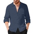 thumbnail image 1 of Camisas de Manga Larga con Botón de Solapa para Hombre de Ajuste Suelto Top de Moda de Bolsillo de Cardigan para el Verano, 1 of 9
