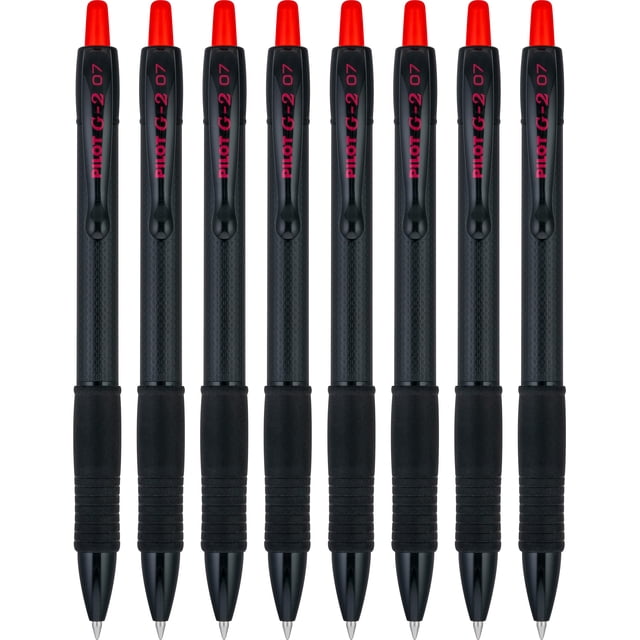 Bolígrafos de gel PILOT G2 Edge rojos, paquete de 8, punta fina de 0,7 mm