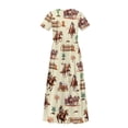 thumbnail image 6 of Uourmeti Western Cowboy Horse Print Girls Maxi Summer Dress with Pocket Short Sleeve Spring Boho Long Sundress Casual School for Kids, Size 13-14 Years, 6 of 7