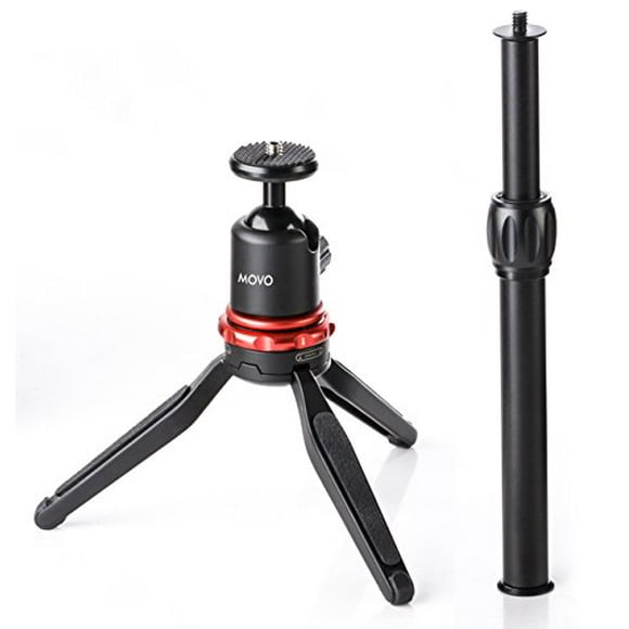 Movo Trépied Universel pour Mini Caméra avec Poteau Extensible (MV-T1) Tête Réglable, Support de Voyage en Aluminium Robuste pour DSLR, Sans Miroir, GoPro, Téléphone Intelligent, Compact, Portable