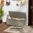 thumbnail image 2 of CHITOOMA 43.4" Shoe Storage Bench with Cushion and Barn Doors for Entryway, Bedroom, Shoe Rack Bench Adjustable Shelf with Lift Top Storage, 440 lbs, Grey, 2 of 11