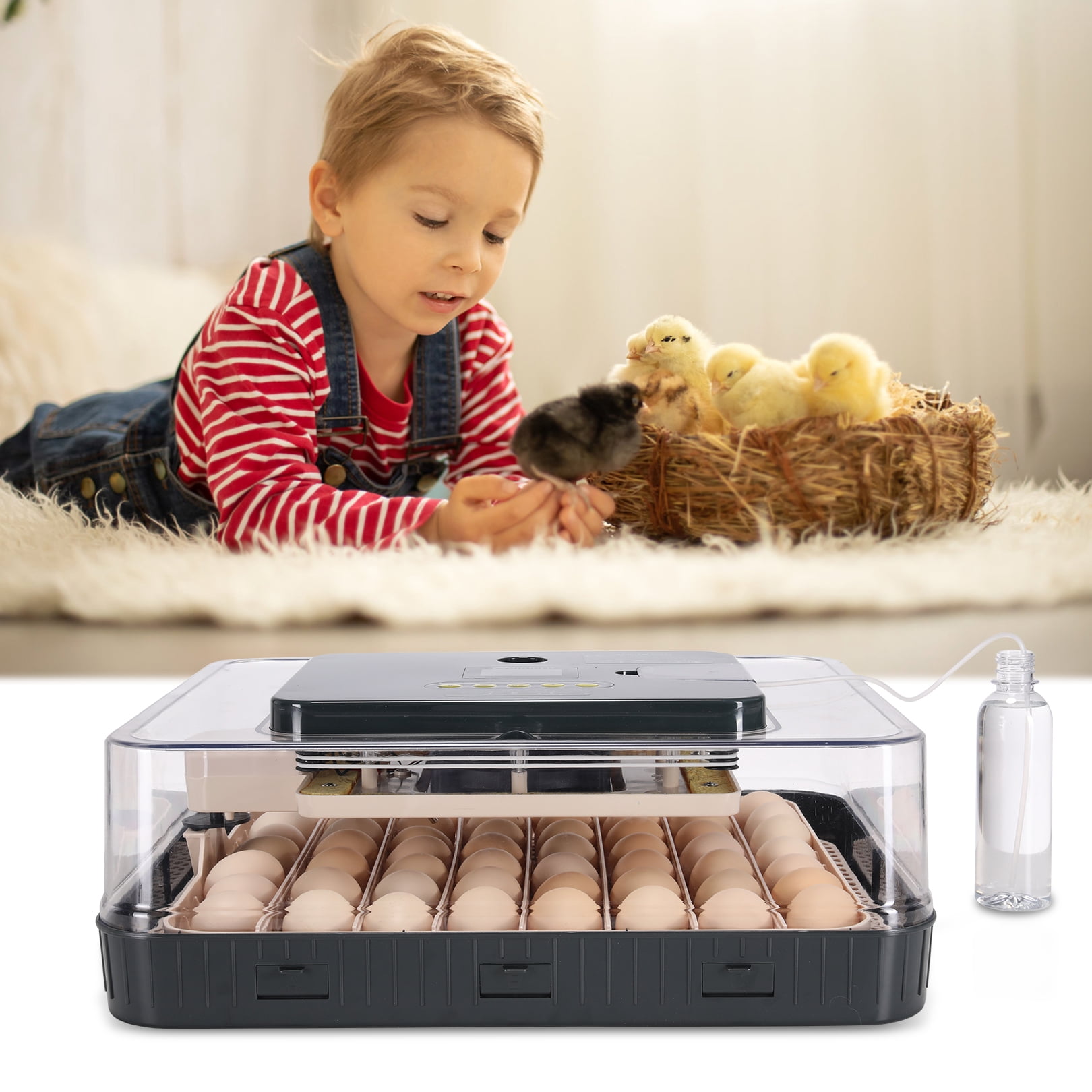 Adnoom 56 Egg Incubator Chicken Incubators for Hatching Eggs with Automatic Egg Turner and Humidity Temp Control, Egg Hatcher Incubator with Egg Candler for Chicken Ducks Bird Quail