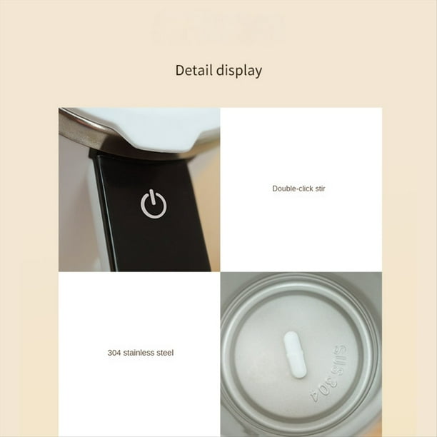 Mini de Café EléCtrica de 380ML con Automezcla, de Café con Pantalla Digital, MagnéTica AutomáTica Recargable por USB para Té